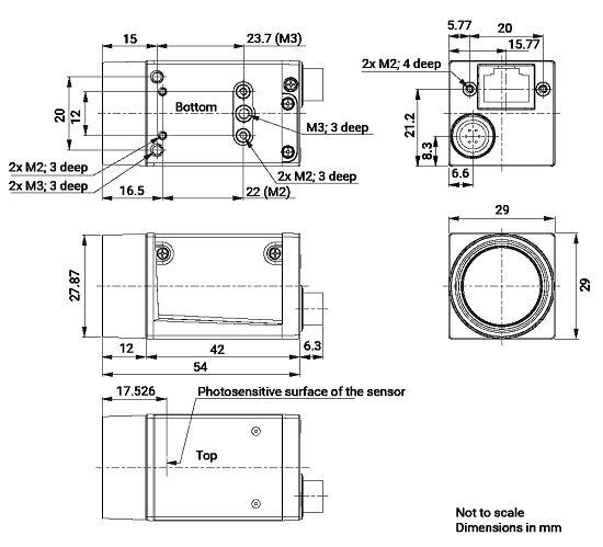 Mechanical Dimensions (in mm) for Cameras with C-mount Lens Mount