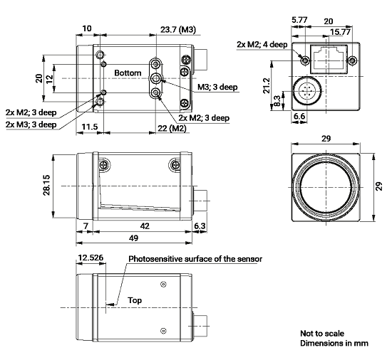Mechanical Dimensions (in mm) for Cameras with CS-mount Lens Mount